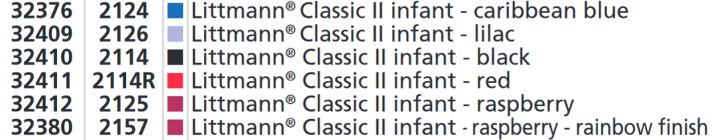 boje za stetoskop infant classic II